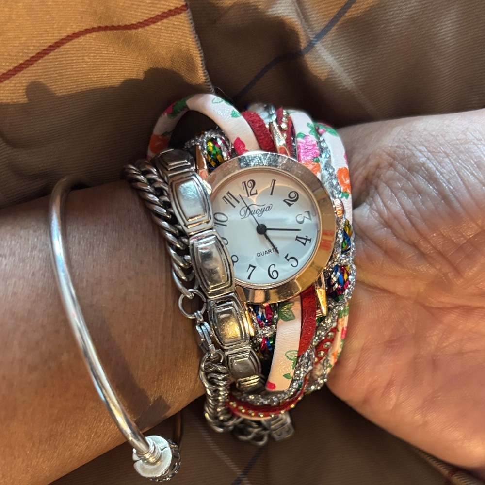 Floral Multi-Color Wrap Watch - Picture 3 of 3